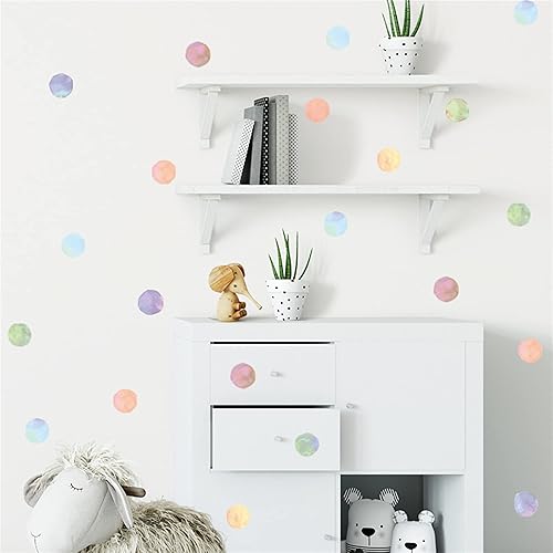 Miniatura 8 de ROFARSO 120 calcomanías de 2.2 pulgadas, calcomanías de pared de lunares coloridos de acuarela, decoración de bricolaje para niños, niñas,