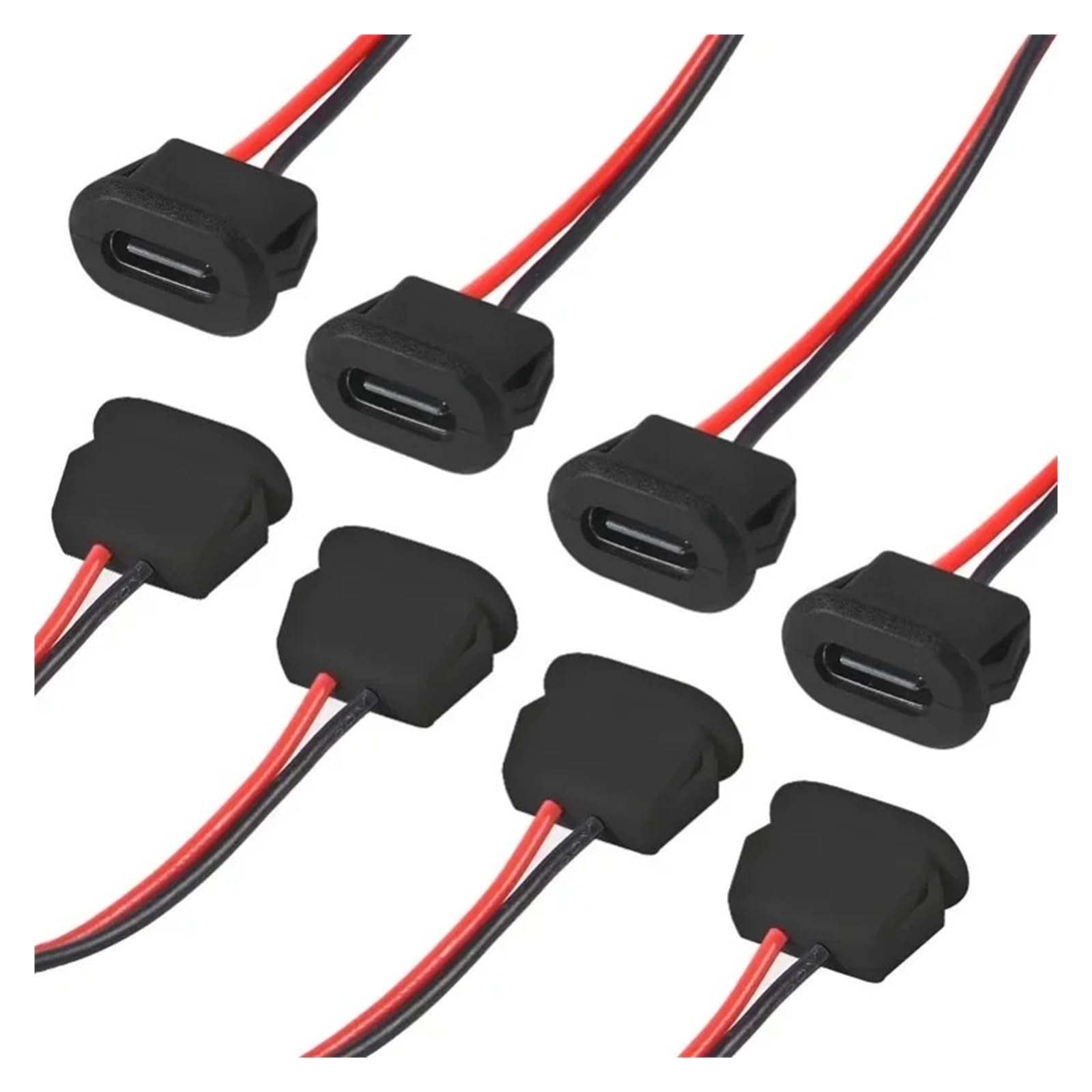 Port USB C 3 A Fast Charging Jack żeński gniazdo z klamrą na kartę (B-Black (2 szt.)