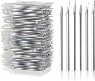 ATOMUS Body Piercing Needles, 14G 16G Stainless Steel Sterile Disposable Ear Nose Navel Nipple Lip Piercing Needles (20pcs 14G + 20pcs 16G)