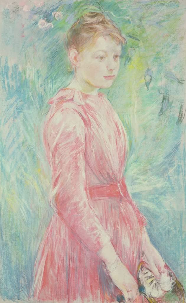 Cuadro sobre lienzo Chica con vestido rosa de Berthe Morisot 60x90cm 5