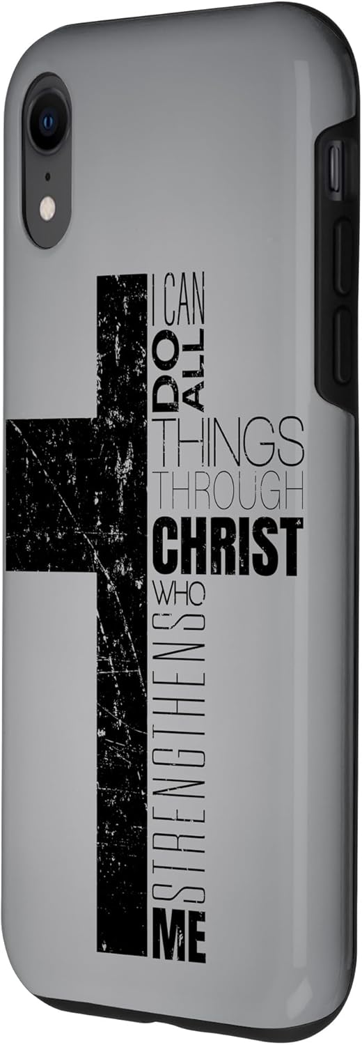 Black Christian Cross Religious Bible Verse Philippians 4 13 Case for iPhone XR