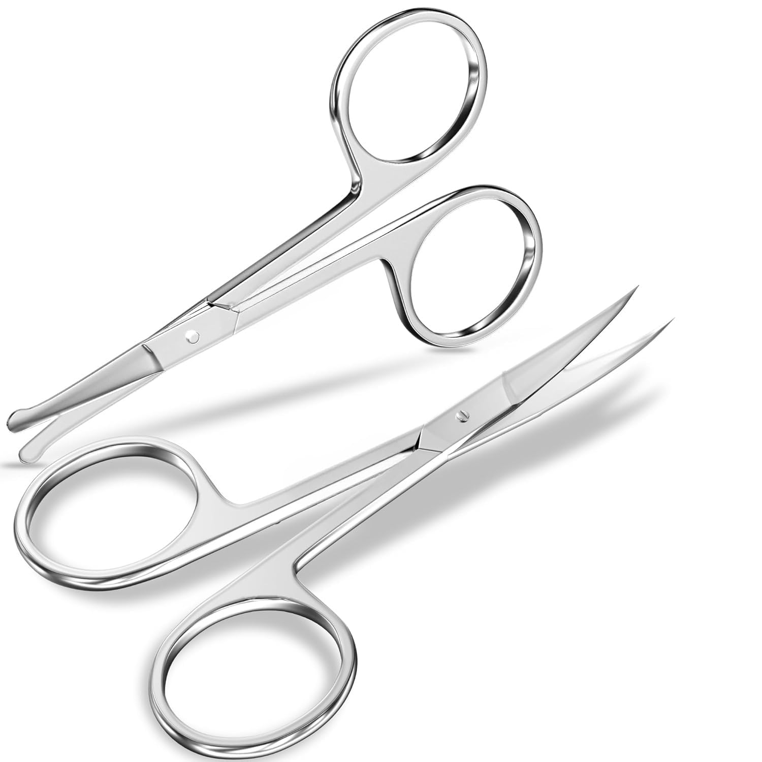 Rounded and Curved Facial Hair Scissors For Men - Moustache Scissor - Set of 2, Silver-picture-13
