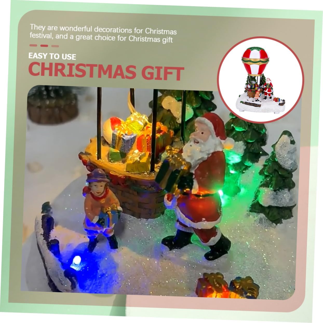 Lighted Music House Ornament Christmas Table Decor Hot Air Balloon Design Festive Desktop Decoration for Holiday Home Warm Atmosphere Christmas