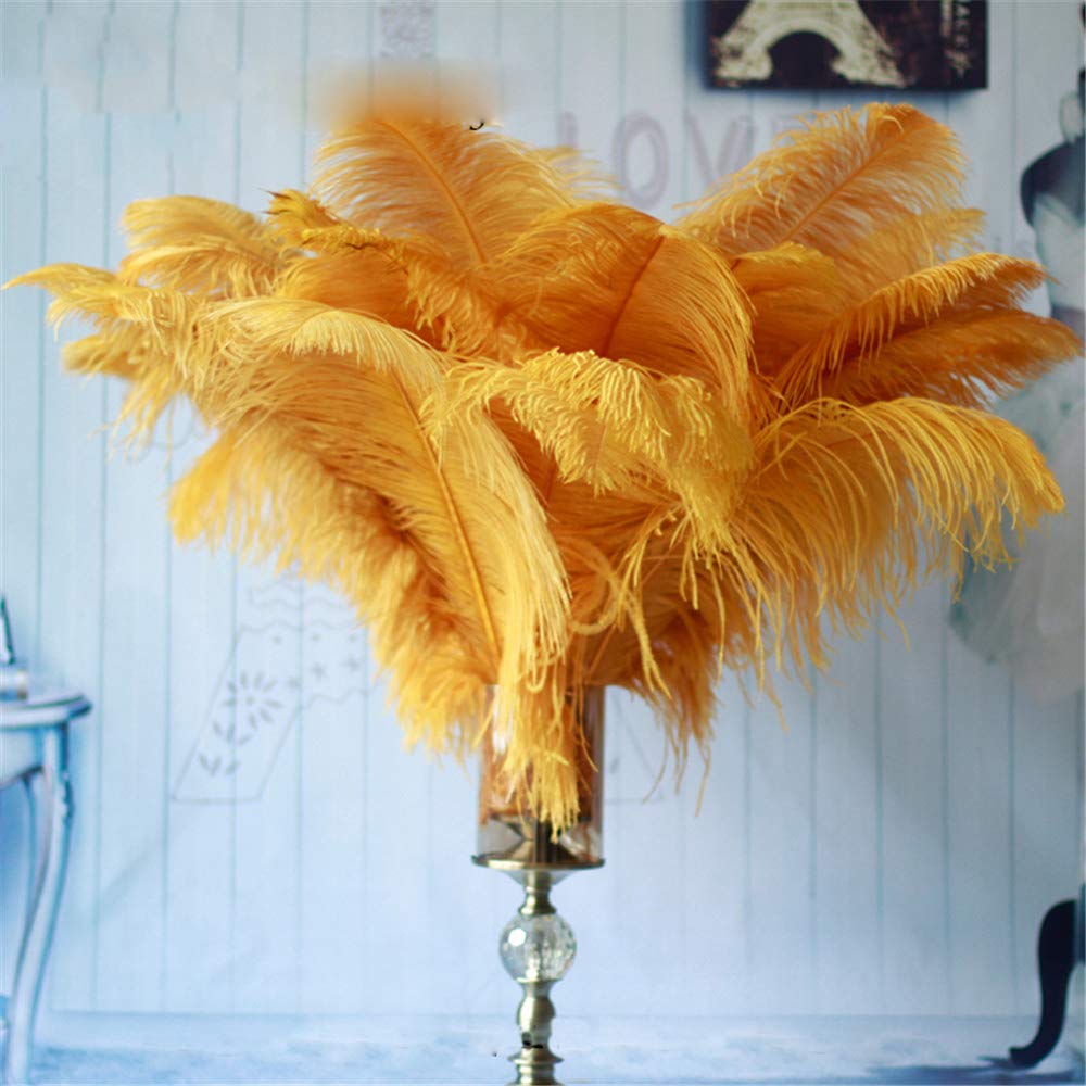 Dyed Large Ostrich Feathers Plume DIY Wedding Party Table Christmas Carnival Decorations Centerpiece Millinery 23-25" / 60-65 cm length (Gold,1 Piece)