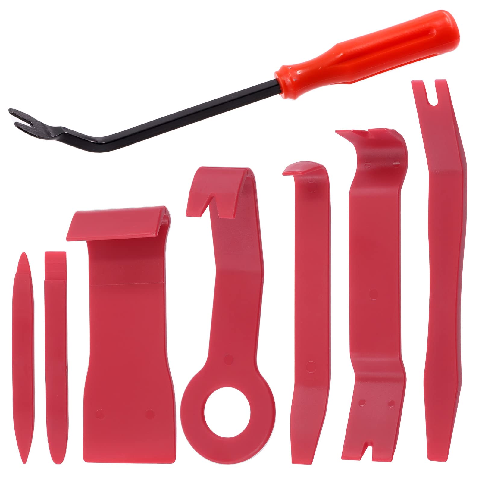 Swpeet 8Pcs 8 Auto Trim Removal Tool Kit with Fastener Remover Assortment Kit, No-Scratch Pry Tool Kit Interior Door Panel Clip Fastener Removal for Car Vehicle Dash Audio Installer