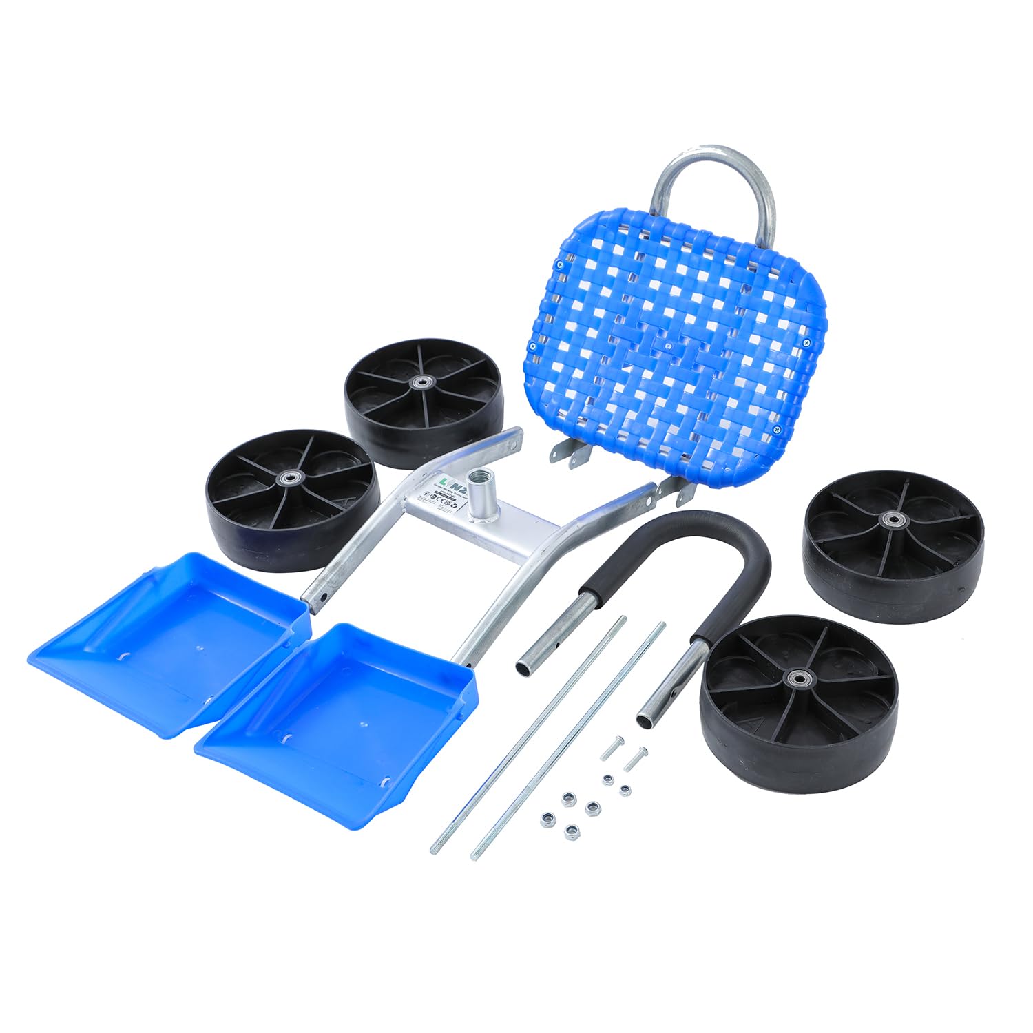 LINZI Carrito Banco Giratorio con Ruedas – Asiento de Trabajo Ajustable en Altura, Bandeja Porta-Herramientas – para tareas Exteriores, Detalle y reparación de Coches