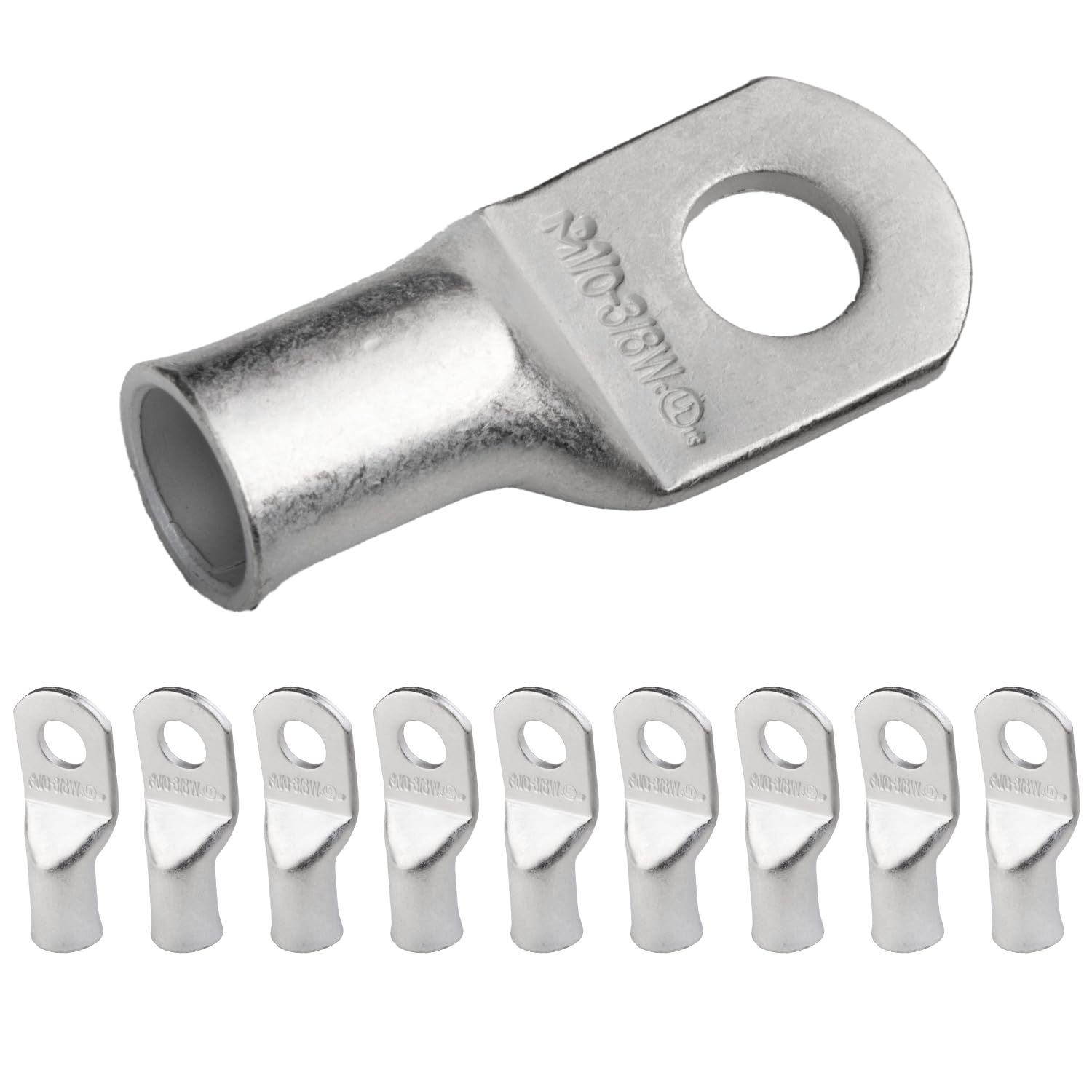 SELTERM 1/0 AWG 3/8" Stud (Wide Pad)(10 pcs) UL Marine Grade Battery Terminal Connectors Tinned Copper Battery Cable Lugs 0 Gauge Wire Connectors Electrical Battery Cable Ends Ring Terminals Lugs — image 1