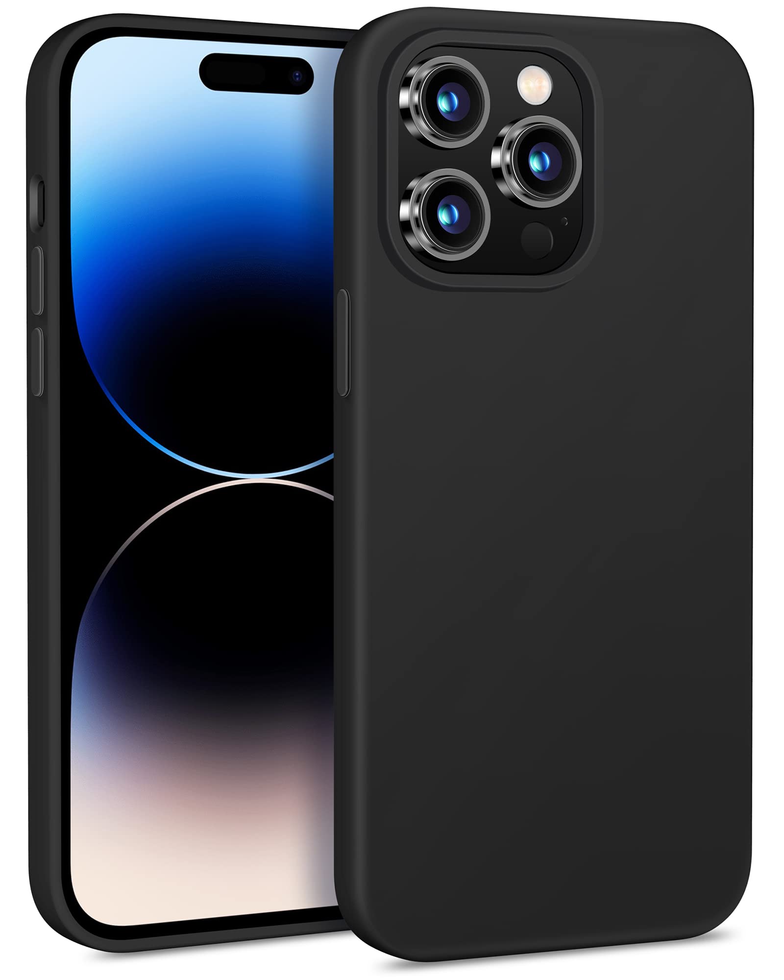 Vakoo Soft Silicone Case for iPhone 14 Pro Max, 6.7-Inch, Silky-Soft Touch Microfiber Lining Phone Case, Slim Fit Anti-Scratch Protective Cover - Black