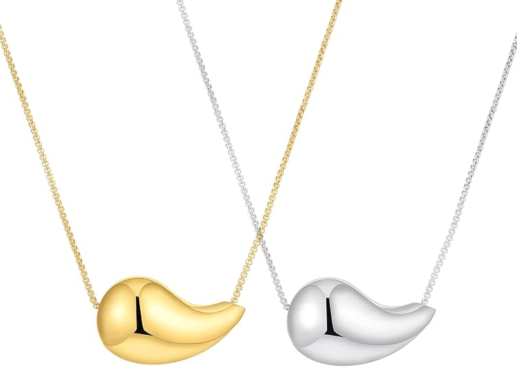 Teardrop Necklace Earrings Jewelry Set for Women, Dupes Drop Dainty 14k Gold Plated Water Hypoallergenic Pendant Necklace
