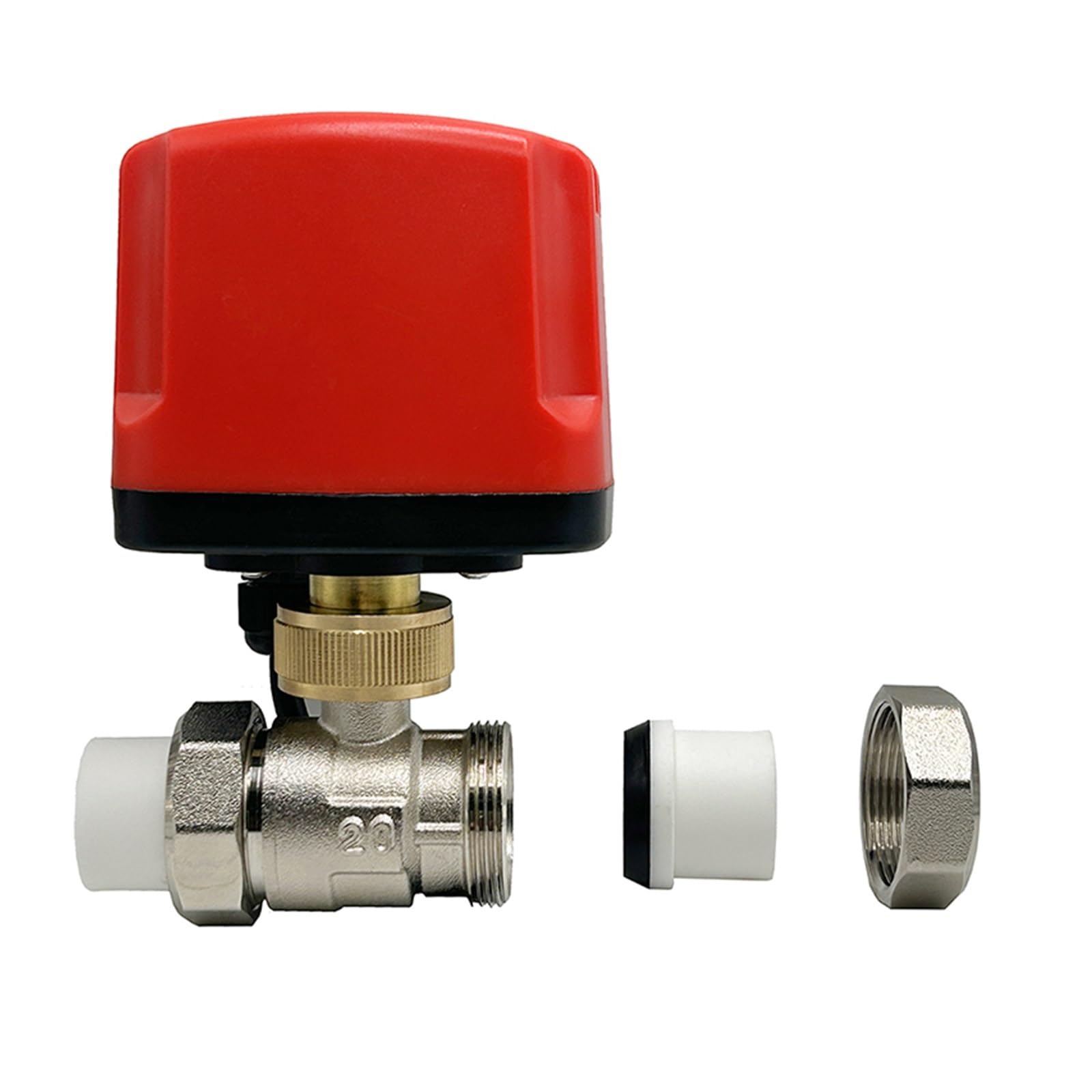 Válvula de control Válvula de bola motorizada PPR, doble unión termofusible PPR20/25/32/40/50, válvula de agua eléctrica IP65 resistente al agua de 2 cables/3 cables, 12V 24V 220 para un control preci