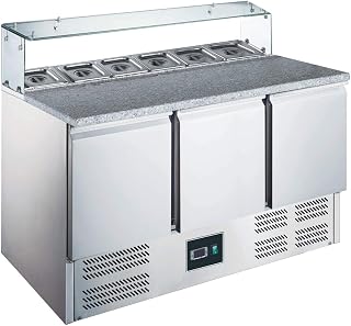 ZORRO - Pizzatisch ZPS 300 G - 3 Türen - Kühltisch mit Granitplatte - Salatkühlung - Gastro Belegstation