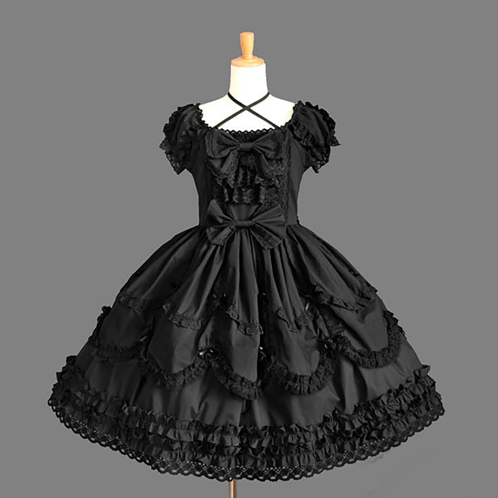 KQIVAM Lolita Kleid Damen Dienstmädchenkleid- Anime Maid Kleid Damen Minikleid Niedliche Kleider Mädchen Maid Dress für Halloween Kostüm Oktoberfest Outfit Karneval Cosplay Party Faschingskostüme