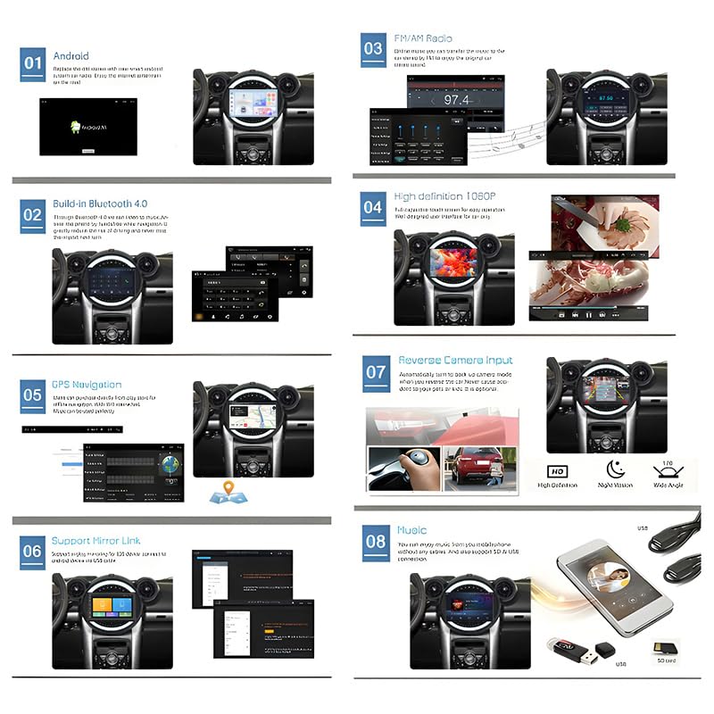 Autoradio Android pour voyager en Mini avec l'écran connecté et la musique en Bluetooth - 5