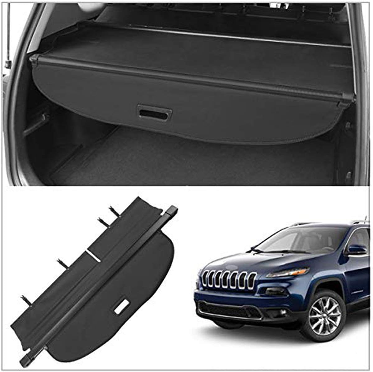 Autoxrun Cargo Cover Fits 2014-2018 Jeep Cherokee Trunk Shielding Shade Black