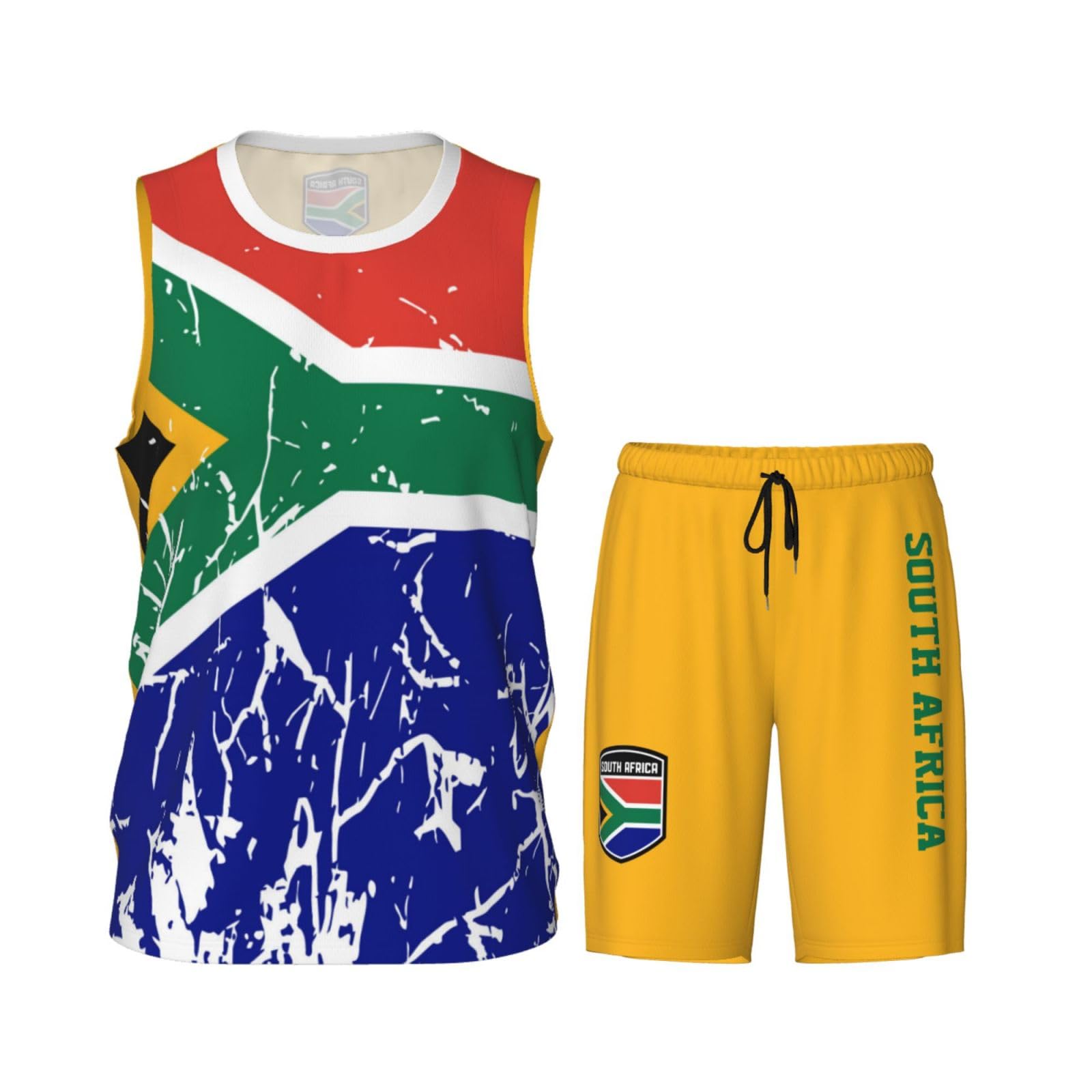 South Africa Flag Grain (5) Basketball Jersey Uniform Suit for Men Women Adults Training Athletic Set
