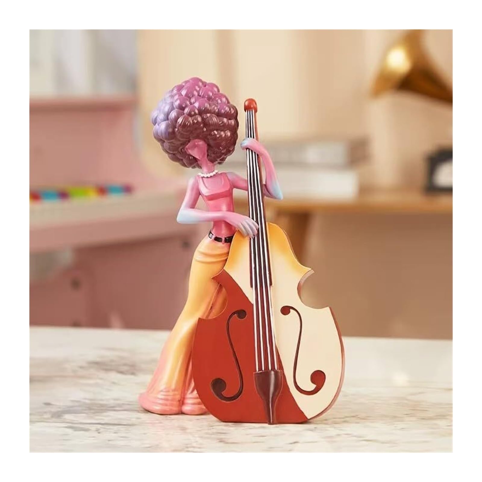 Home Decor Statue Home Decoration Resin Creative Nordic Style Wiolonczela Figurka Dziewczyna Centralny (Purple)