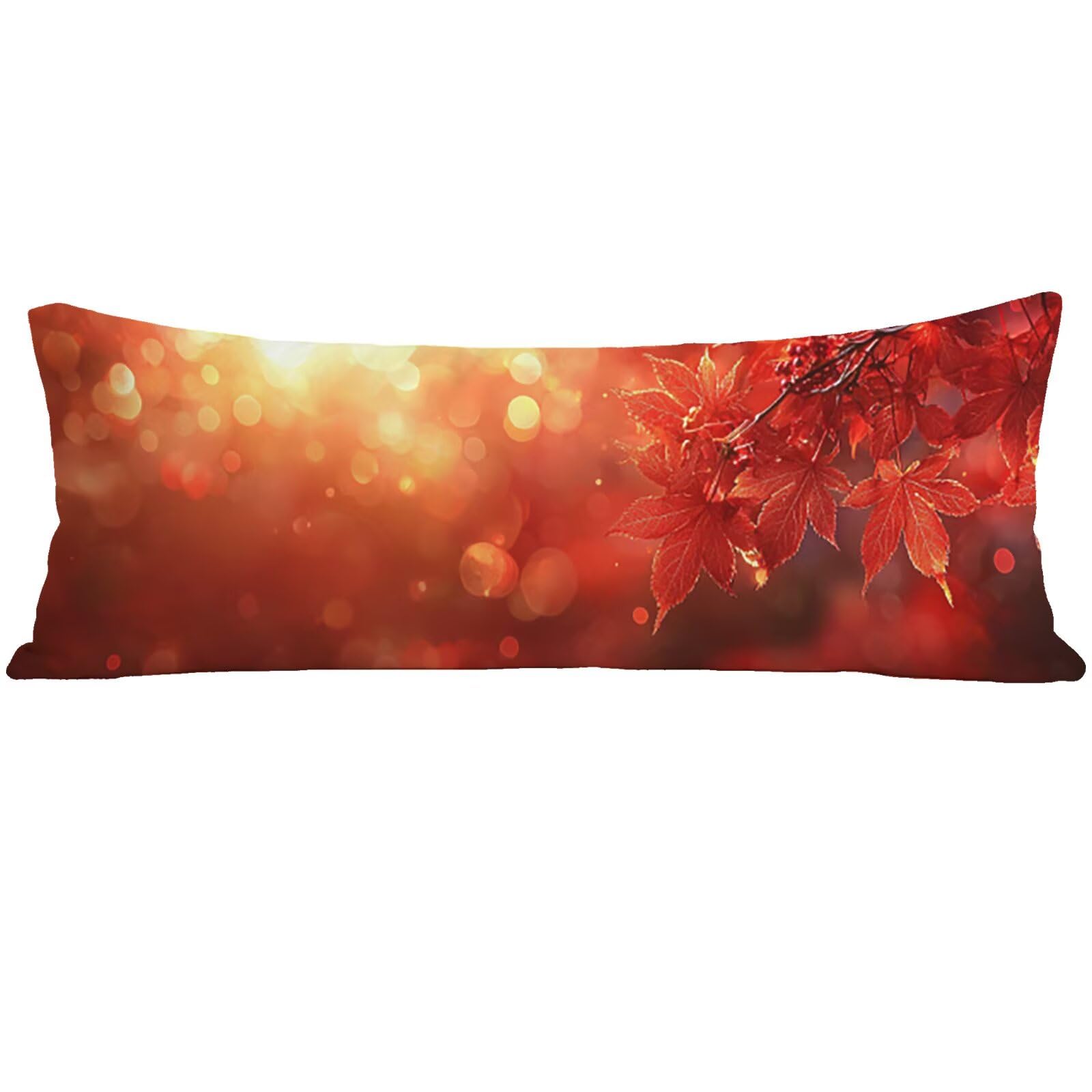 Długa poduszka do spania na biodrze 180 x 60 cm, czerwona poszewka na poduszkę łóżko, aksamitna krajobraz poszewki na poduszki na sofę, wsparcie ciążowe idealne do spania na biodrze, dekoracyjna