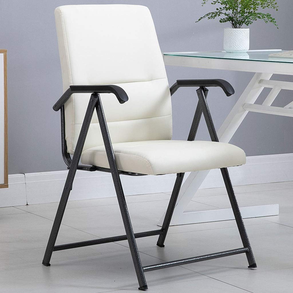 Chaise de bureau pliable ergonomique en cuir beige haut de gamme