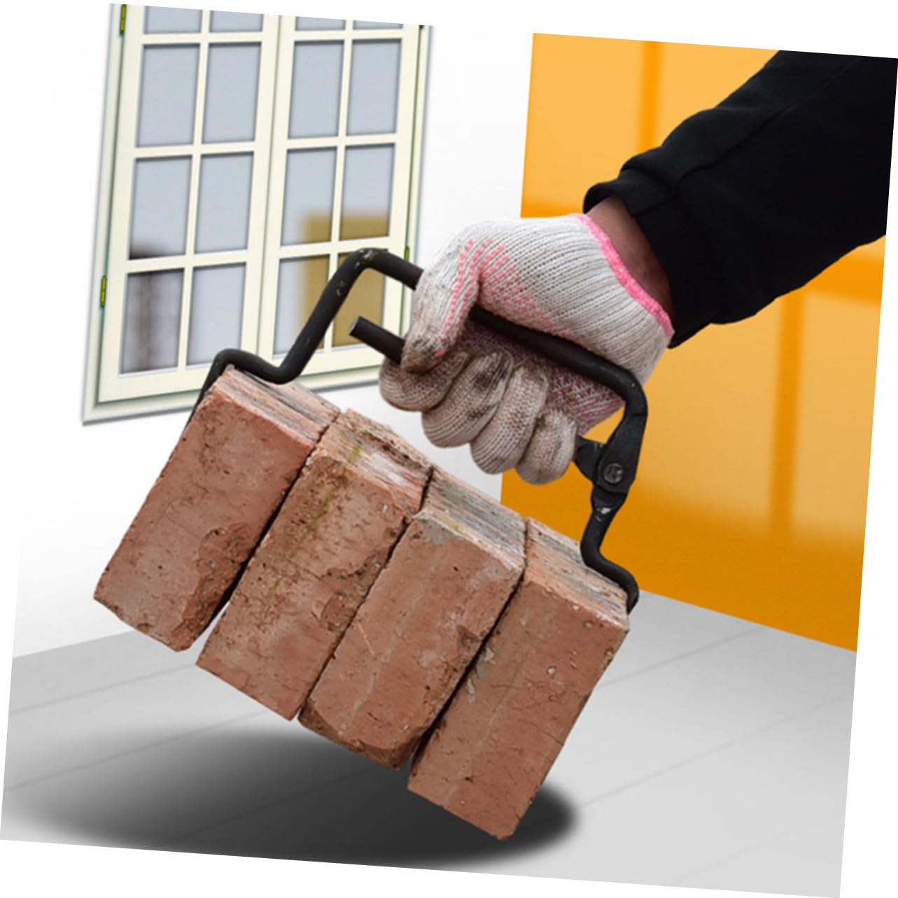 Baluue Pinza Bloccaggio Mattoni in Acciaio Nero, Robusta e Confortevole, Attrezzo Multifunzione per Sollevamento e Movimentazione in Cantiere