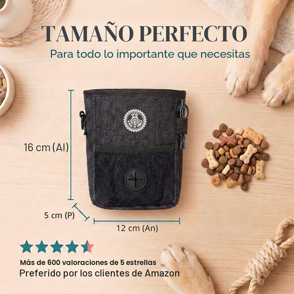 HUND IST KÖNIG® Bolsa de golosinas para Entrenamiento de Perros, Robusta, compacta y Funcional, Bolsa de alimentación para Entrenamiento de Perros, con dispensador de Bolsas de excrementos