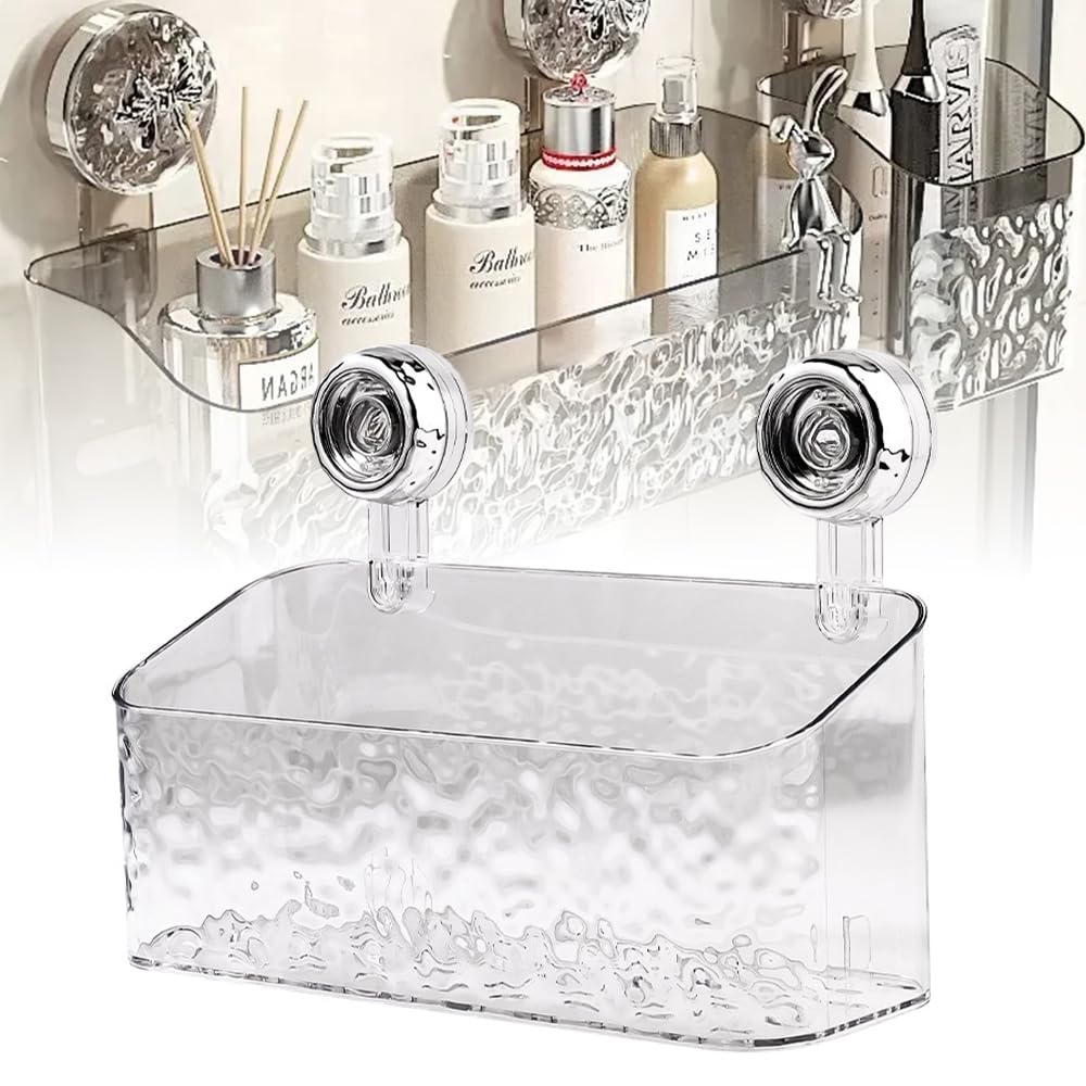 Greraes Shower Caddy Suction Cup Storage Rack Clear Acrylic Shower Shelves Glacier Water Ripples Corner Shelf For Bathroom