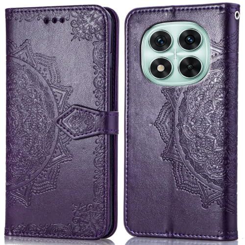 Image of ClickCase Queen Series for Redmi Note 15 Pro 5G Leather Flower Embossing Wallet Flip case Magnetic Closure Flip Cover for Redmi Note 15 Pro 5G (Violet)