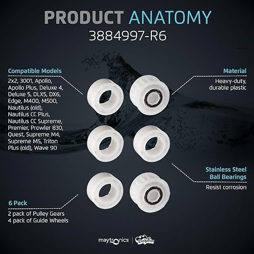 Miniatura 4 de Dolphin Pieza de repuesto genuina  Ruedas guía (4PK) con 2 engranajes de polea  3884997-R6