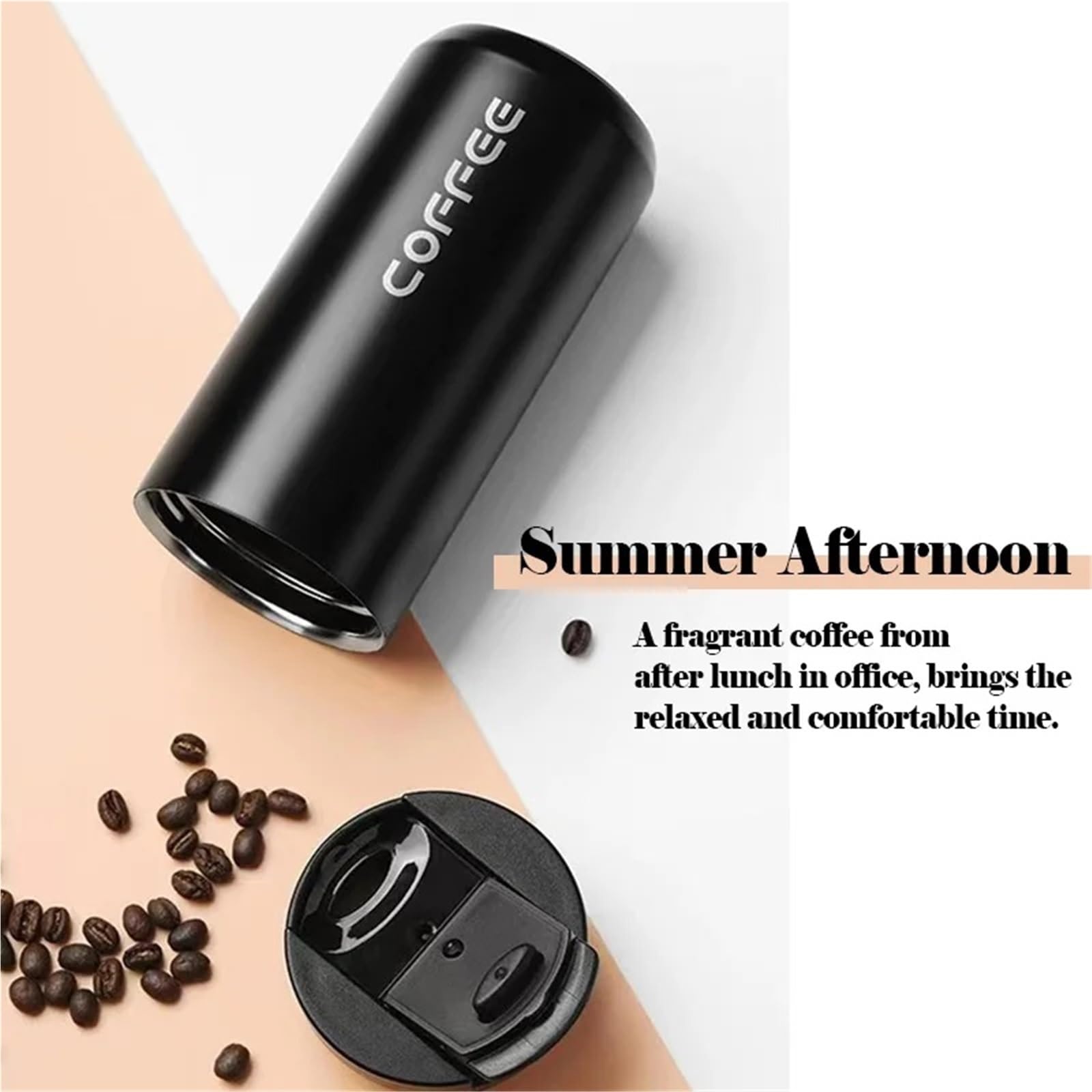 Una pieza de taza de café térmica de acero inoxidable 304, taza portátil con fugas, taza térmica de viaje, botella de agua, regalo (blanco, 500 ml)