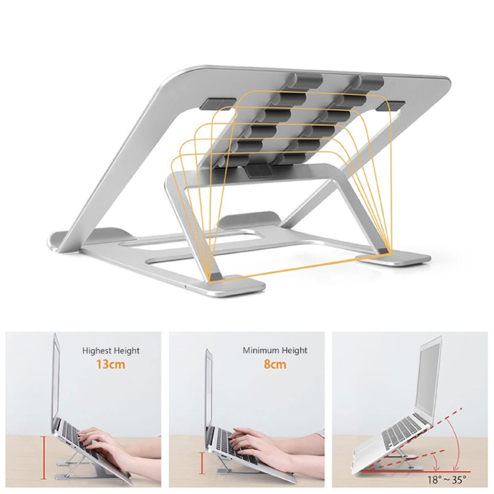 Soporte para Ordenador portátil, Radiador de computadora Altura Ajustable Plegable aleación Aluminio con Soporte Regazo