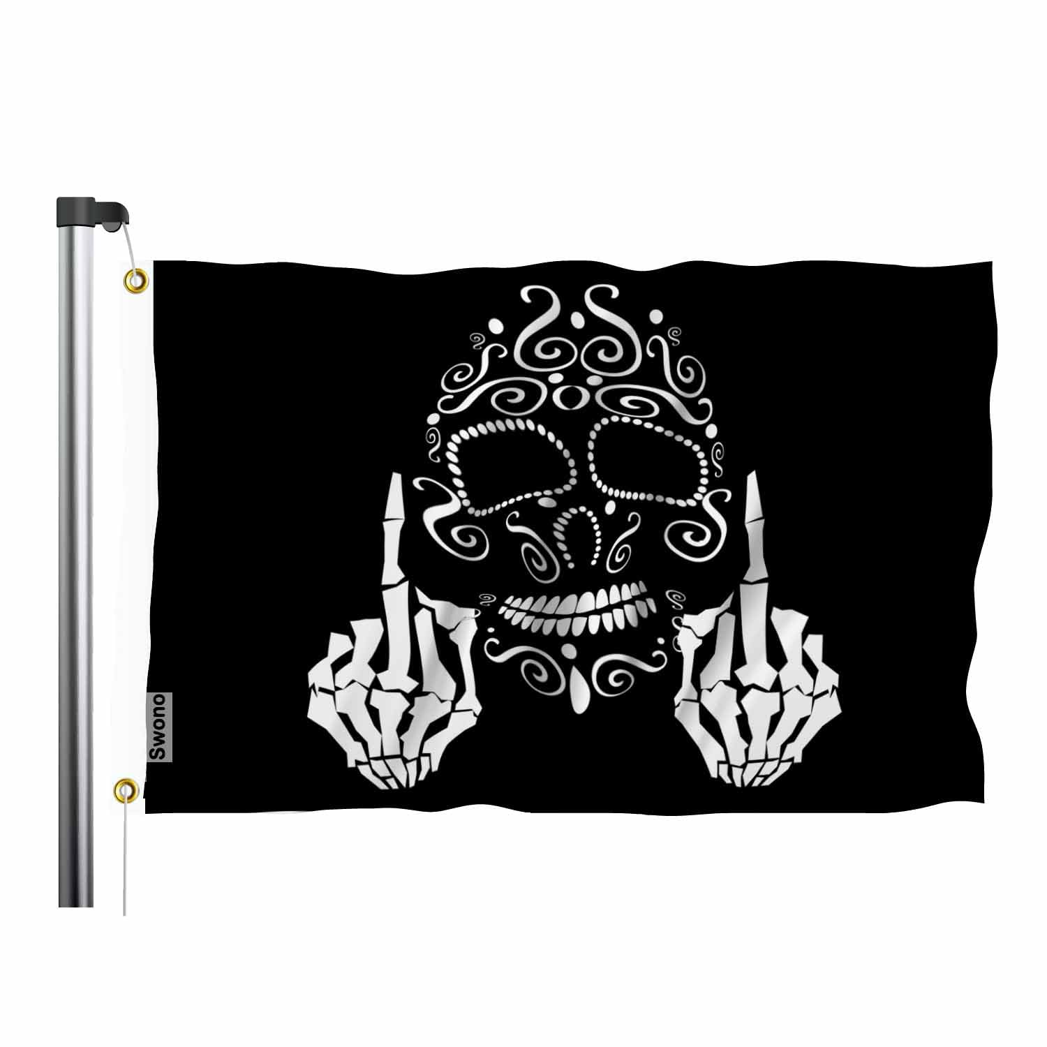 Bandiera Halloween Teschio Messicano 3'x5' – Zucchero Skull – 100D Poliestere