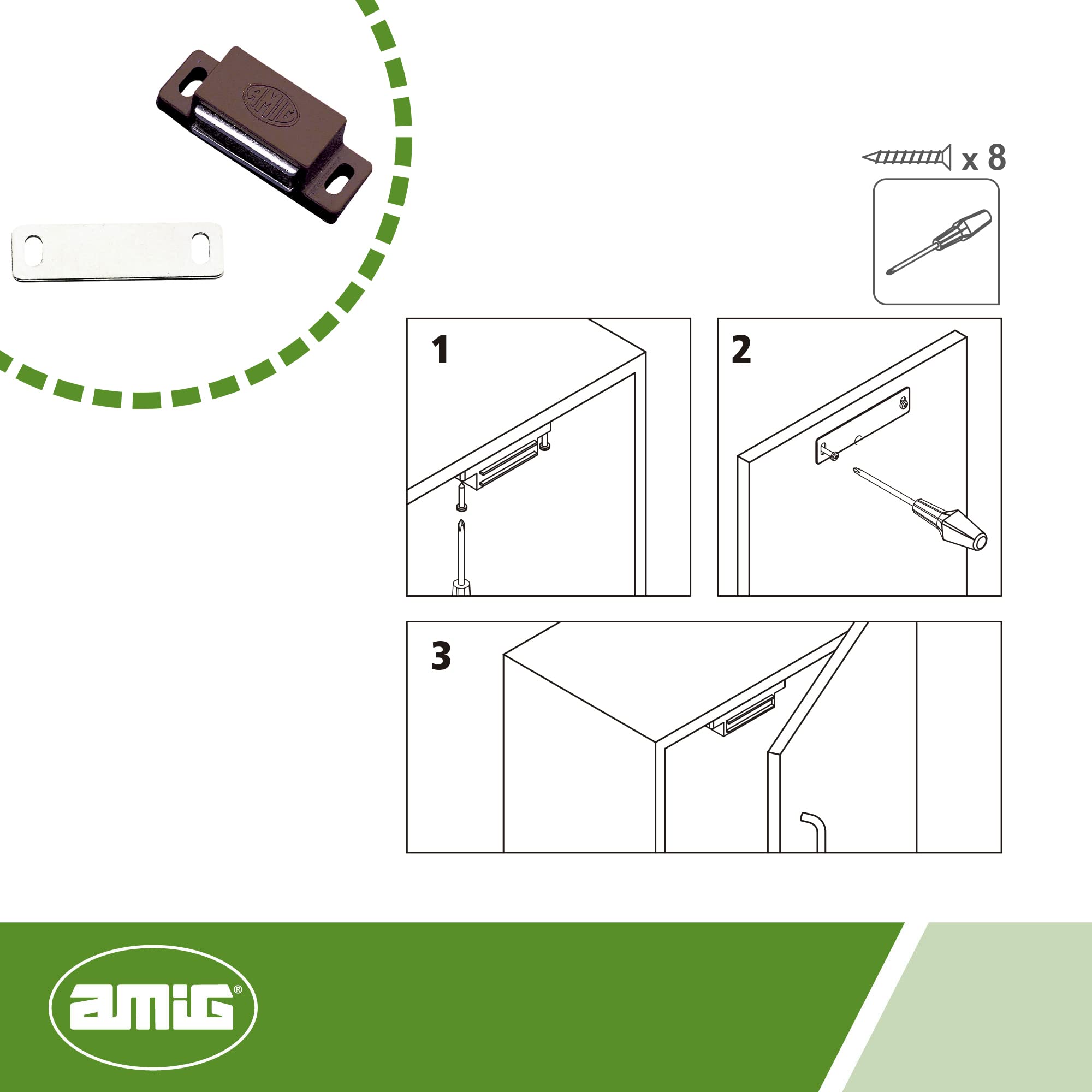 Amig - Magnetic Shock Absorbers for Cabinet Doors, Brown - Image 4