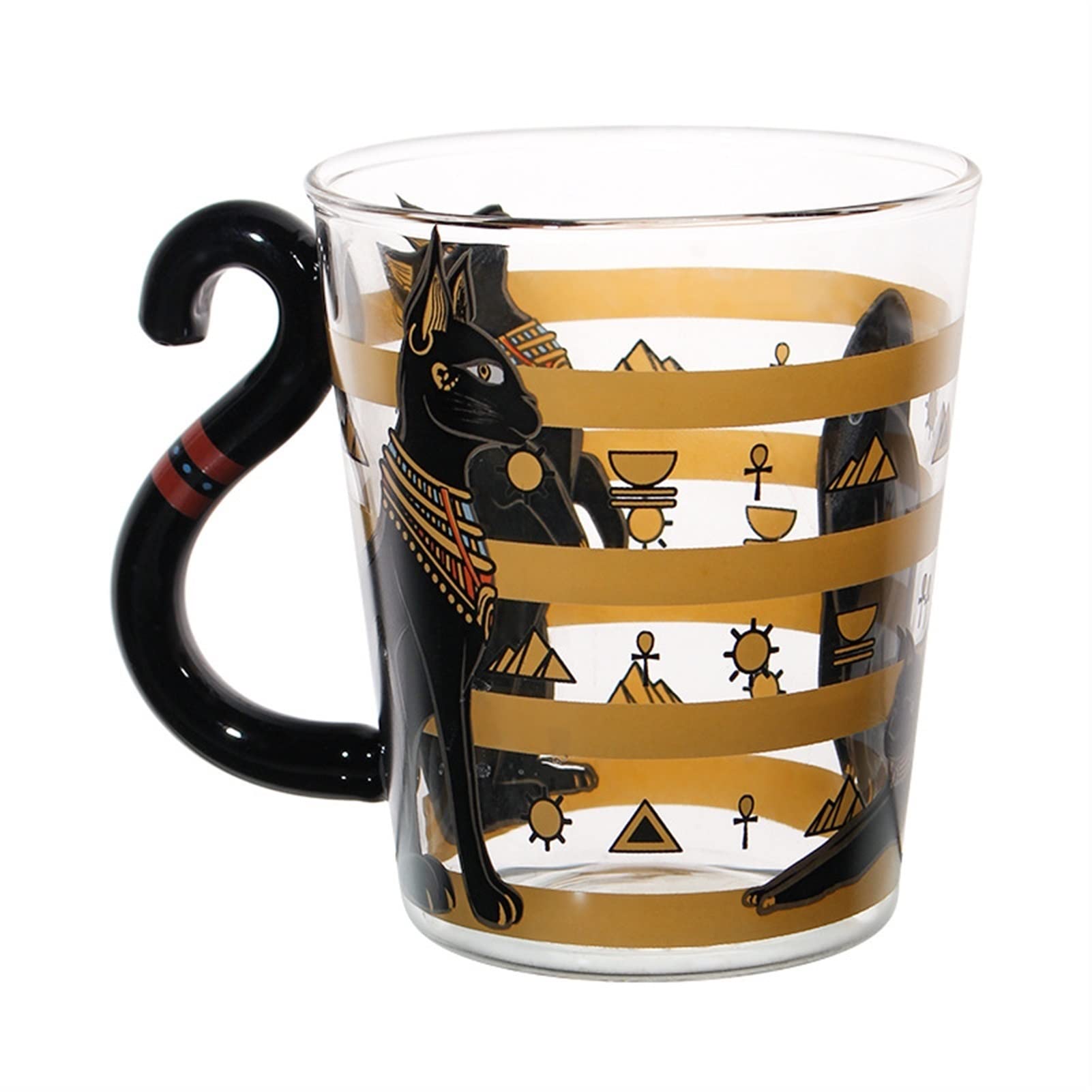 ZyCC Creative Handmade Drinking Clear Glass Cat Pattern Tea Cup Coffee Mugs Unbreakable Kitchen Drinkware (Color : Clear, Size : 12oz)