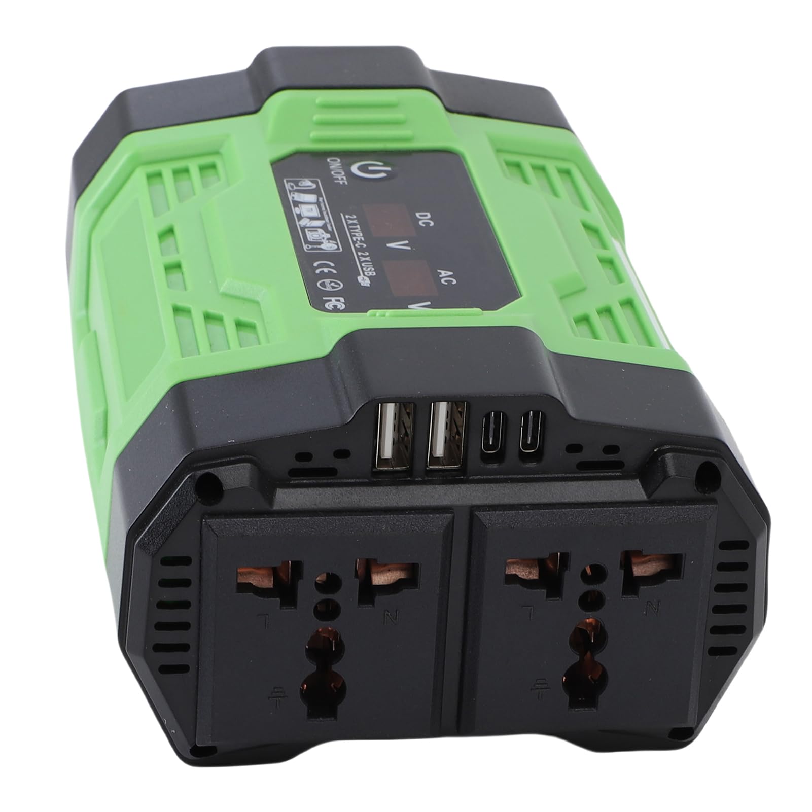 Aramox Inversor de Corriente para Automóvil, ABS DC 12V a AC 220V Inversor 300W con 2 Tomas de CA 4 Puertos USB Pantalla Digital, para Automóviles Viajes por Carretera Camping Oficina Móvil