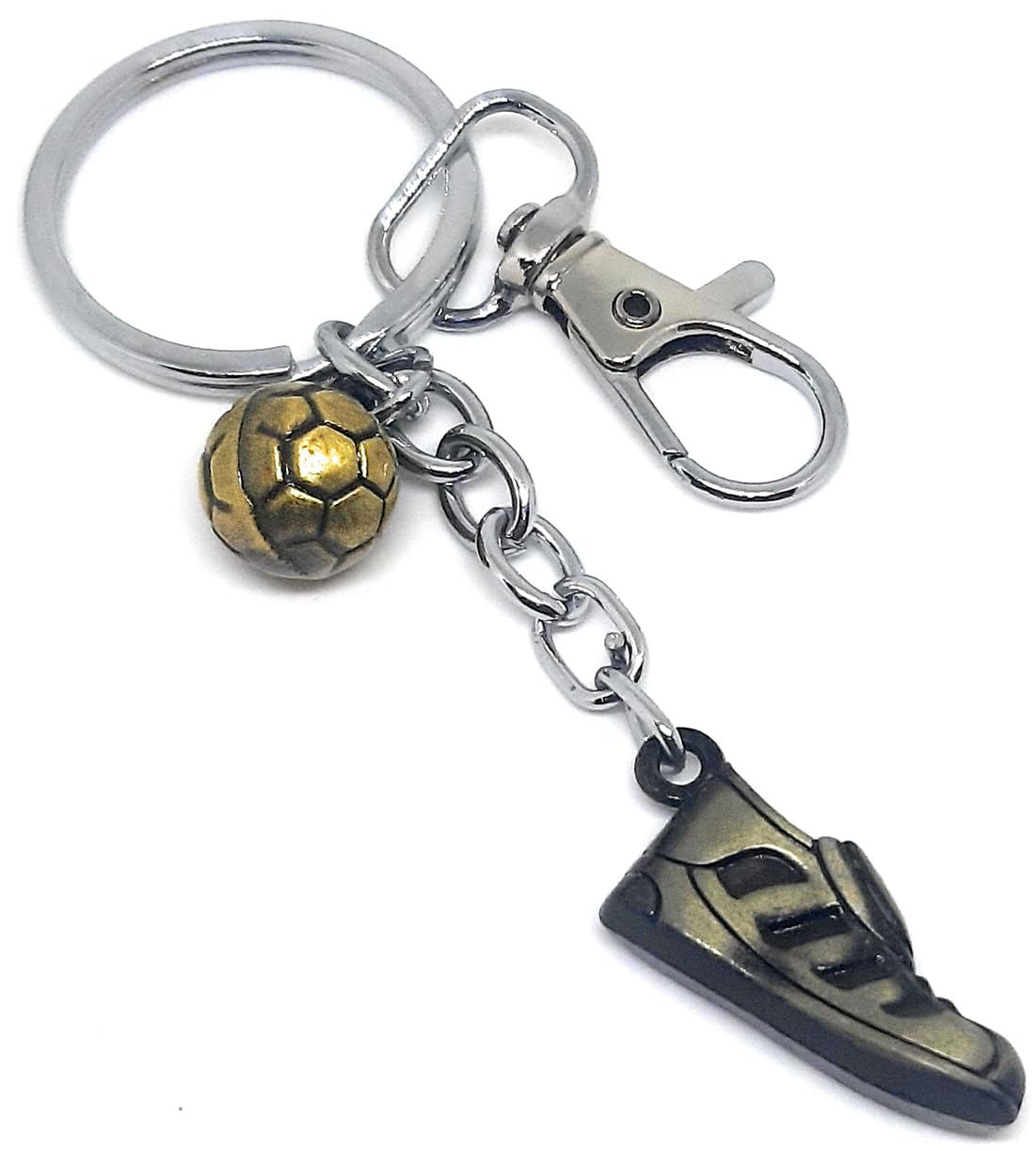 AuraSoccer Shoe And Ball Football Keychain For Men Boys Friend Husband Wife Coach Metal Keychain For Bike Car
