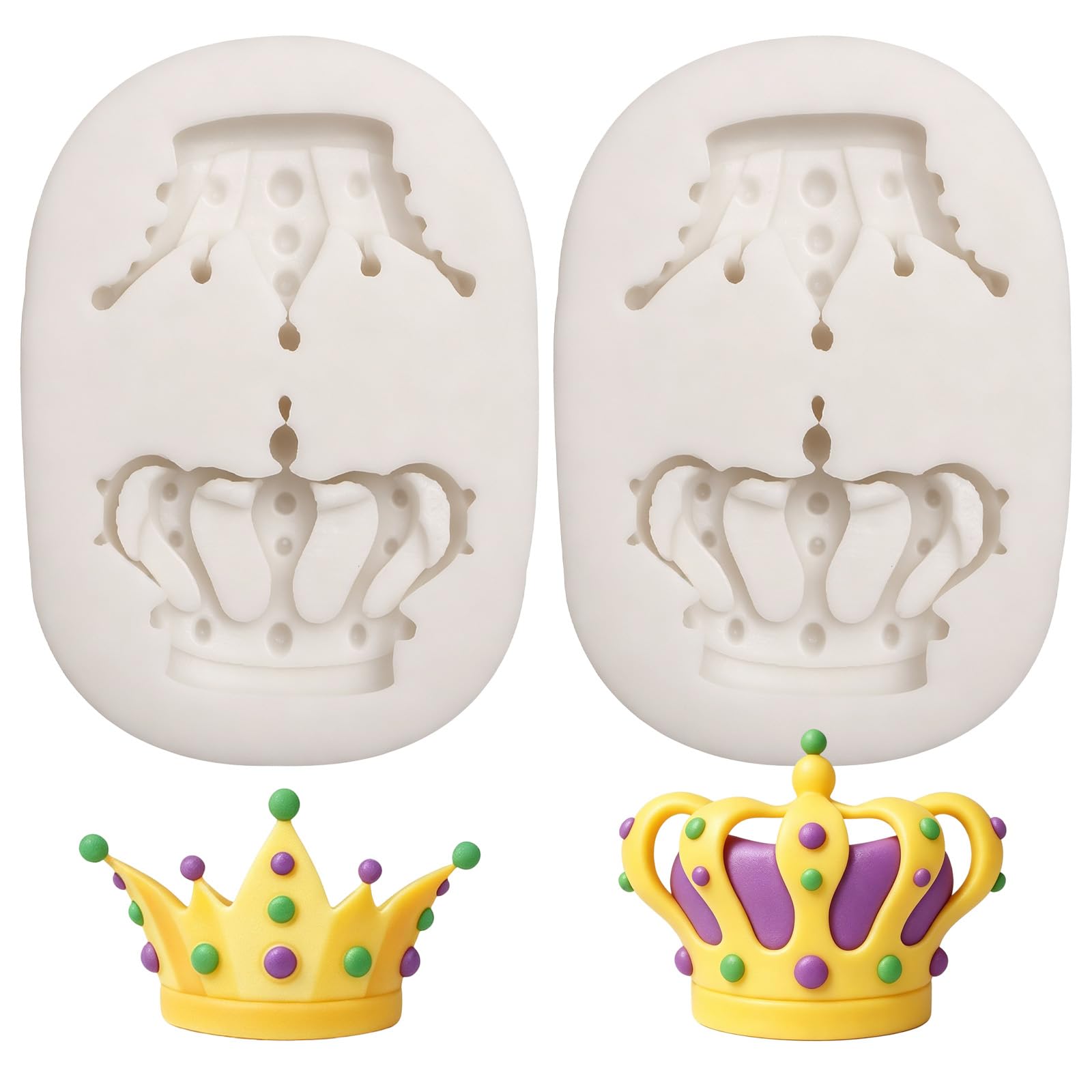3D-Silikonform für Kronen aus Zuckerguss, 2er-Set | 100 % Silikon, 6,3 × 4,4 cm, geeignet für Kuchen, Cupcakes, Gebäck, Kekse und Bastelprojekte
