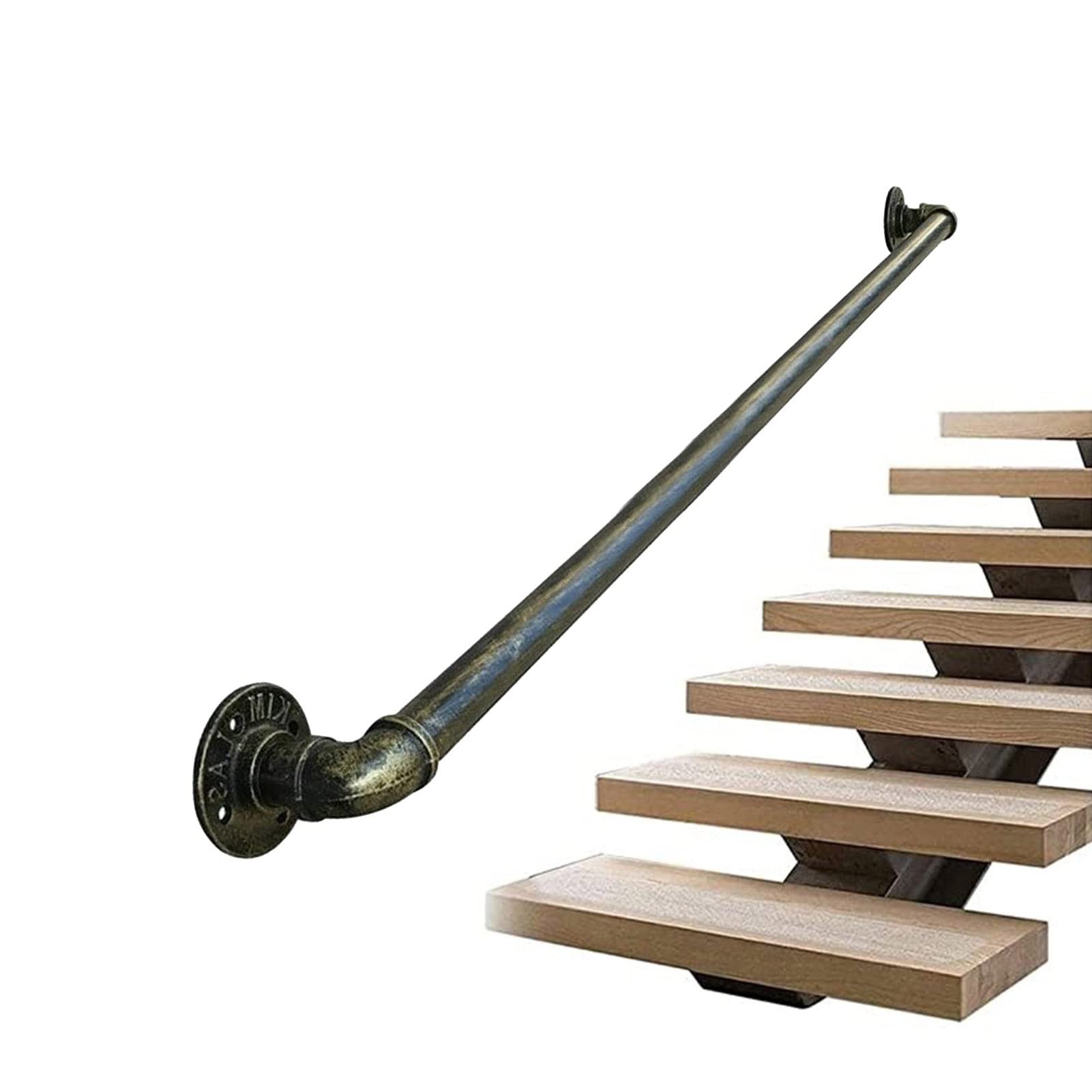 Gyeqxkt A Style Industrial Wrought Iron Stair Handrail 10Ft Metal Pipe Banister For Outdoor Indoor Stairs And Deck