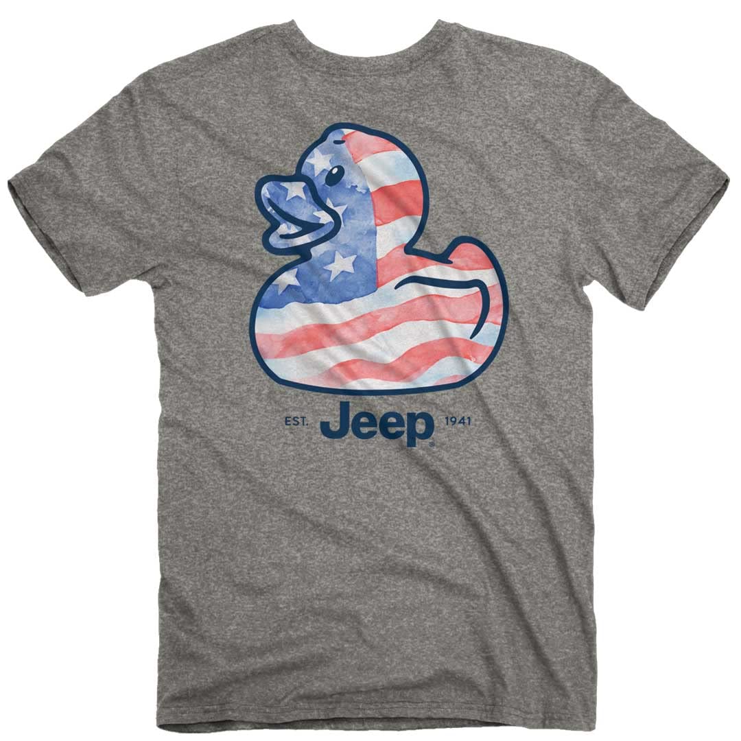 JEDCoMuddy Duck Men's Short Sleeve T-Shirt, Blue | Mudding, Duck Design | 50% Cotton / 50% Polyester, Heather Caribbean Blue