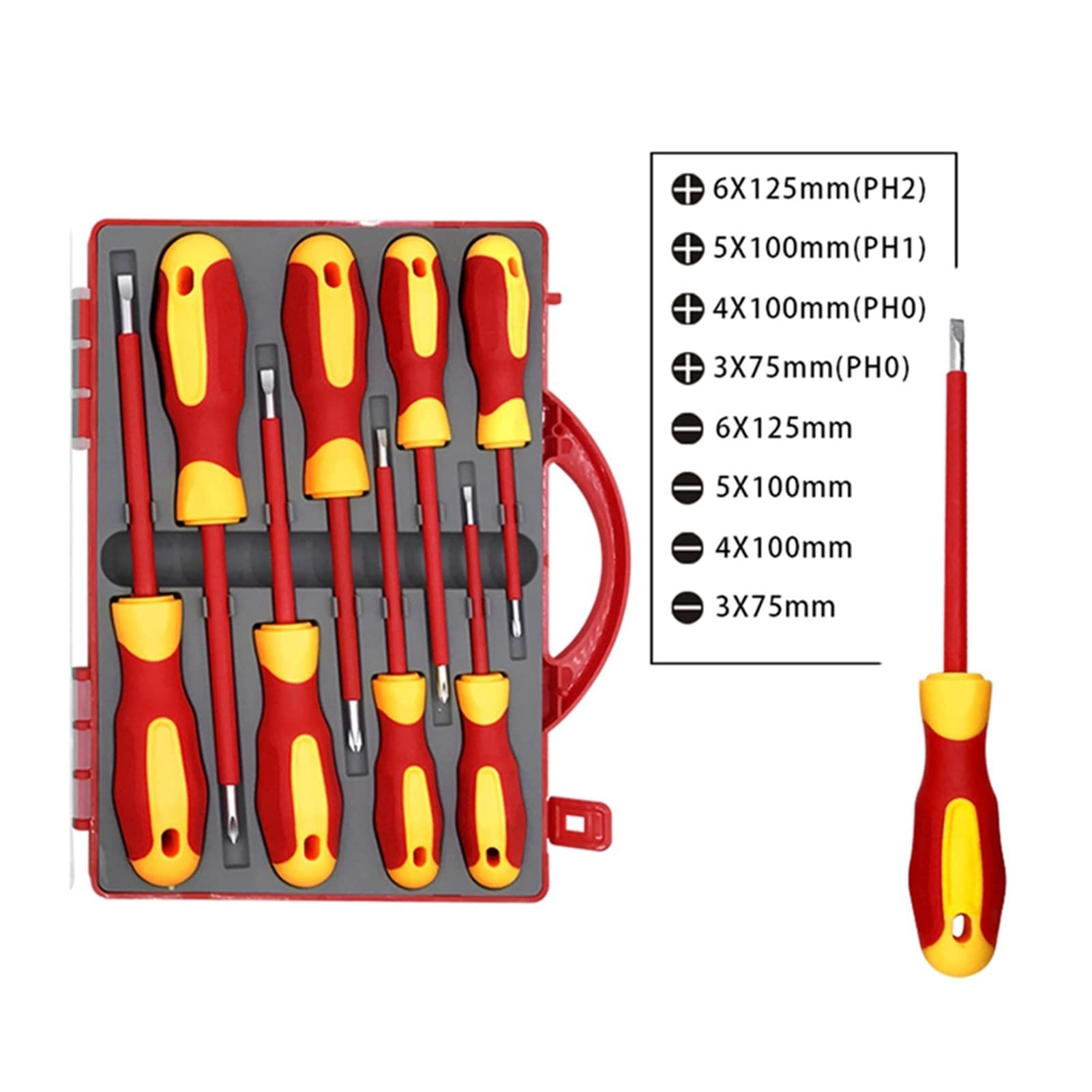 8pcs. Set di cacciavite Isolante Elettricista con Testa a Punta Magnetica Doppia estremità Phillips Bit Set Adatto for Gli Strumenti for elettricisti