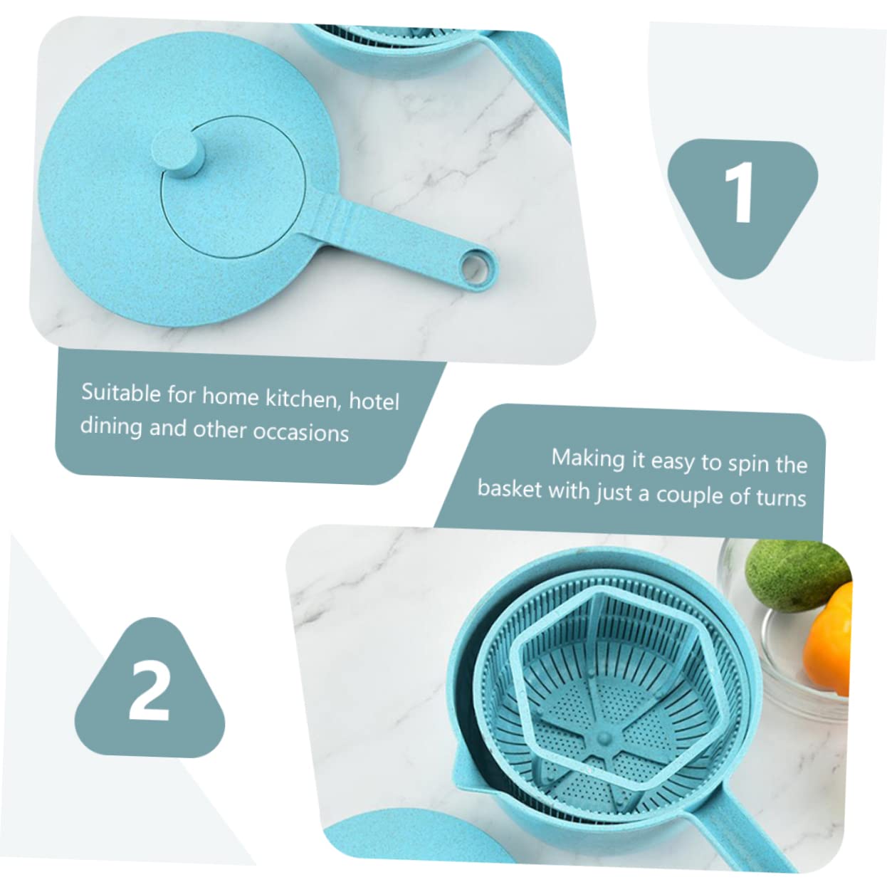 CIYODO Hand Crank Salad Large Diameter Vegetable Fruit Dryer Drain Basket for Kitchen for Salad Random Color