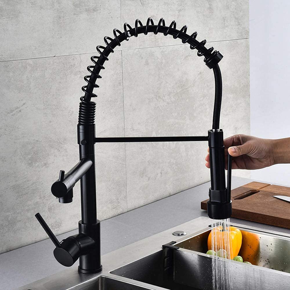 DFGHNBVC Mixer Tap,Brass Black Spbasin Mixer Tap, 360 ° Kitchen Sink Faucet, Hot And Cold Water Taps