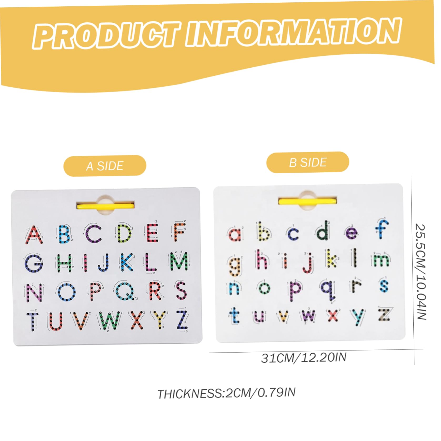 Tablero de Letras magnético Imanes del Alfabeto en mayúsculas y minúsculas de Doble Cara Orden de Trazos Letras del Alfabeto magnéticas para niños pequeños Regalos de Aprendizaje y Dibujo sensori.