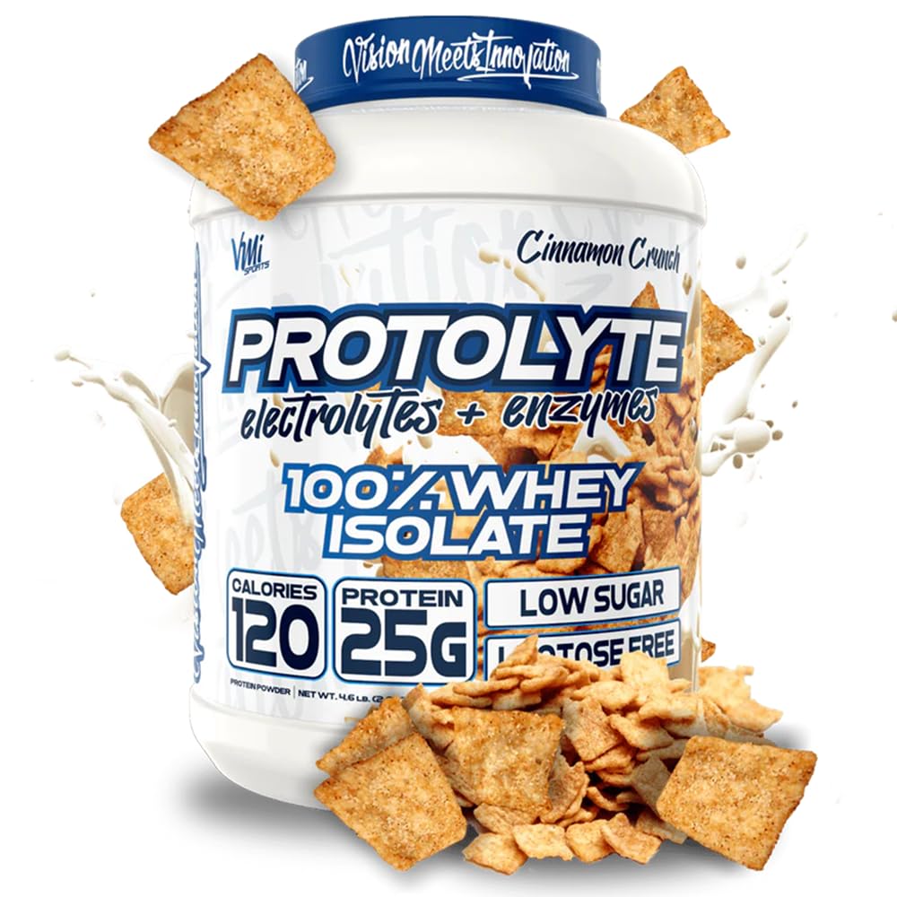 VMI Sports | ProtoLyte Whey Isolate Protein Powder | Low Calorie Whey for Weight Loss and Muscle Gain | Digestive Enzymes | Non-GMO (4.6 lb, Cinnamon Crunch)