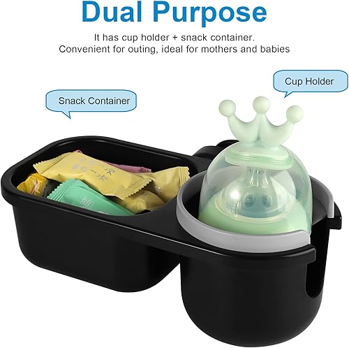 Miniatura 3 de Accmor Soporte para tazas de cochecito mejorado, soporte universal 2 en 1 con soporte para bebidas, bandeja de cochecito antideslizante compatible