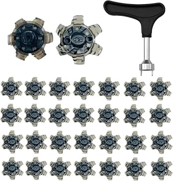 30 Piece Golf Shoe Spikes Replacements + Cleats Spanner, Stainless Steel Shoe Wrench Spike Replacement Aid