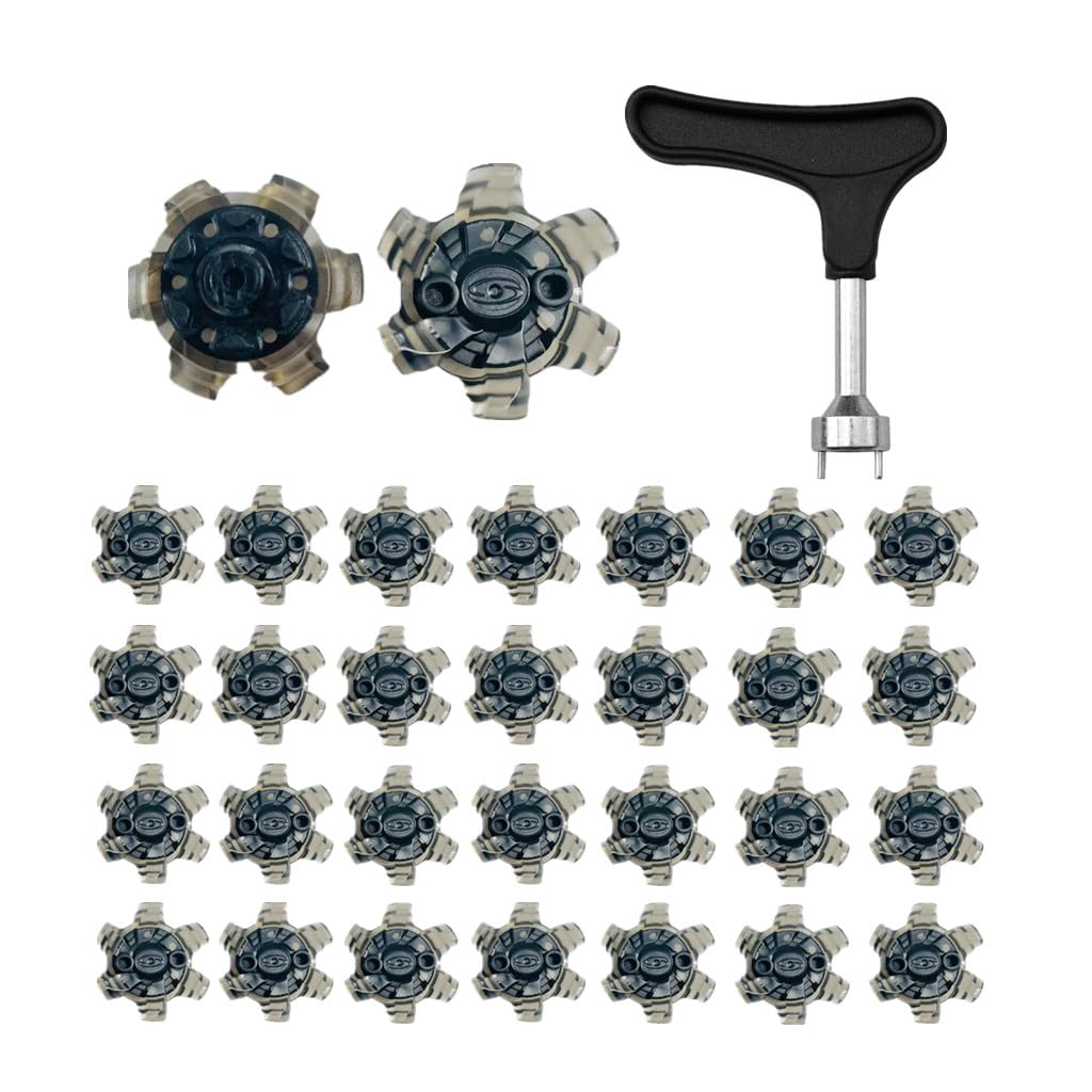 30 Piece Golf Shoe Spikes Replacements + Cleats Spanner, Stainless Steel Shoe Wrench Spike Replacement Aid