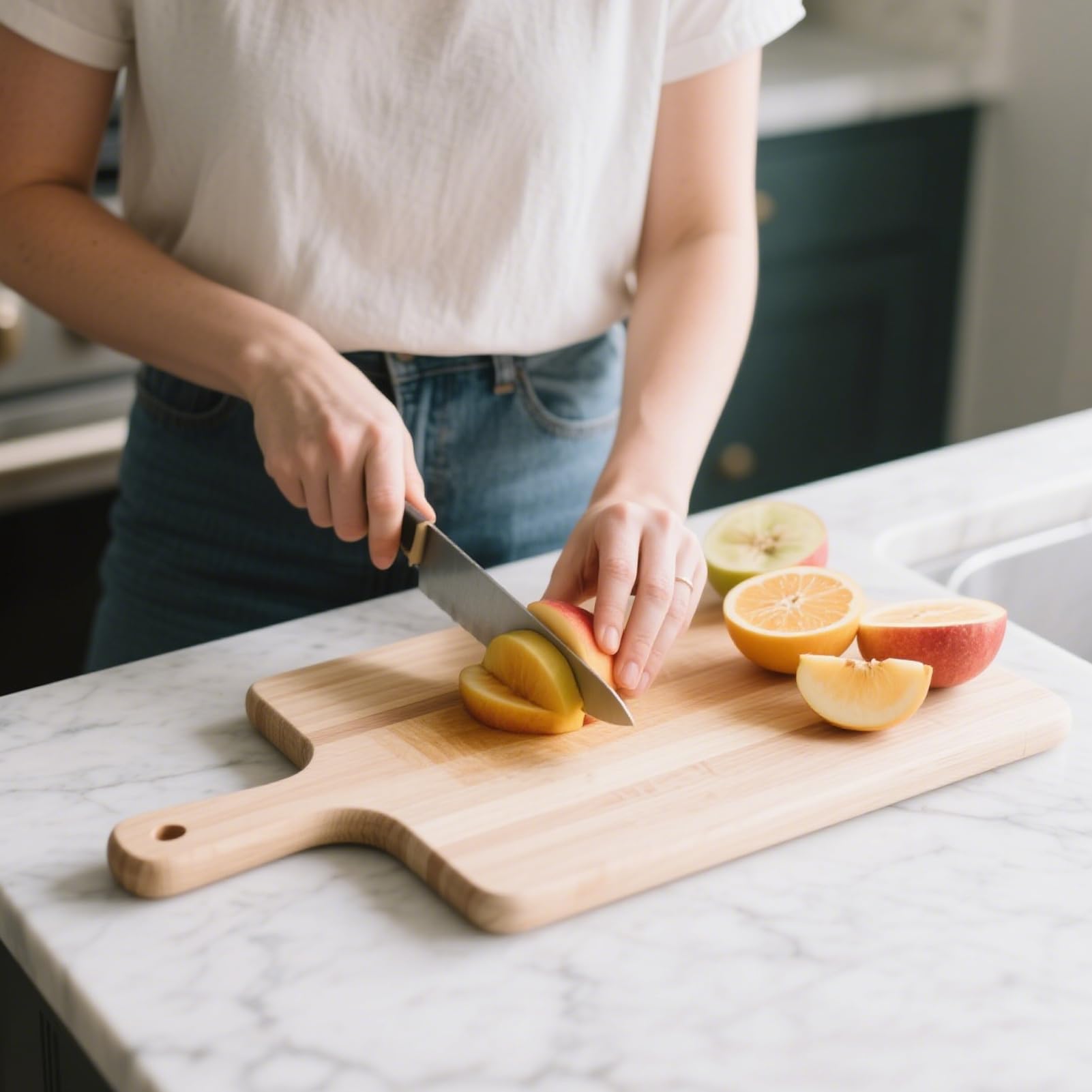 Lot de 8 planches à découper en bambou réversibles de 27,9 x 12,7 cm avec poignée antidérapante pour viande, légumes, fruits et fromage
