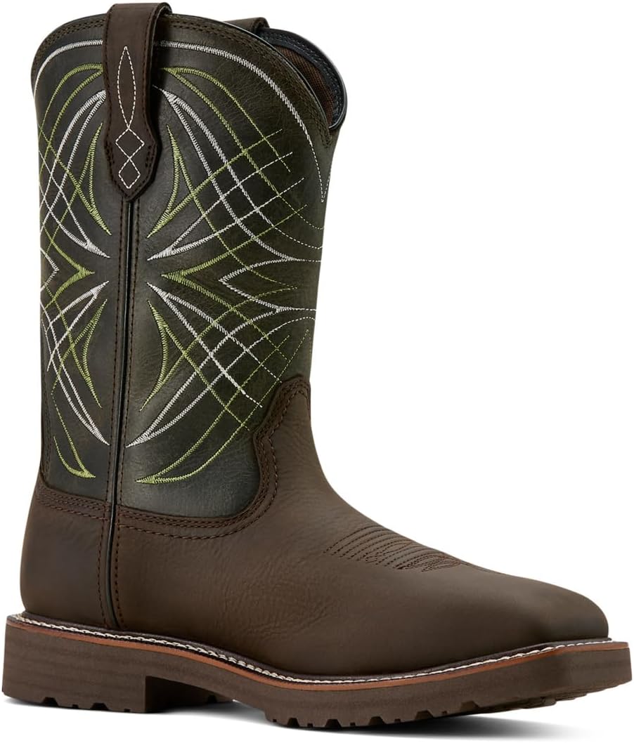 Ariat Men's Activator Waterproof Steel Toe Work Boot, Dark Brown/Green, 9.5 - Image 3
