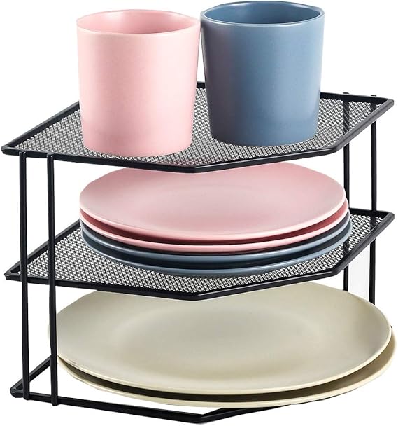 NeatO 3Tier Corner Shelf Counter and Organizer, Black