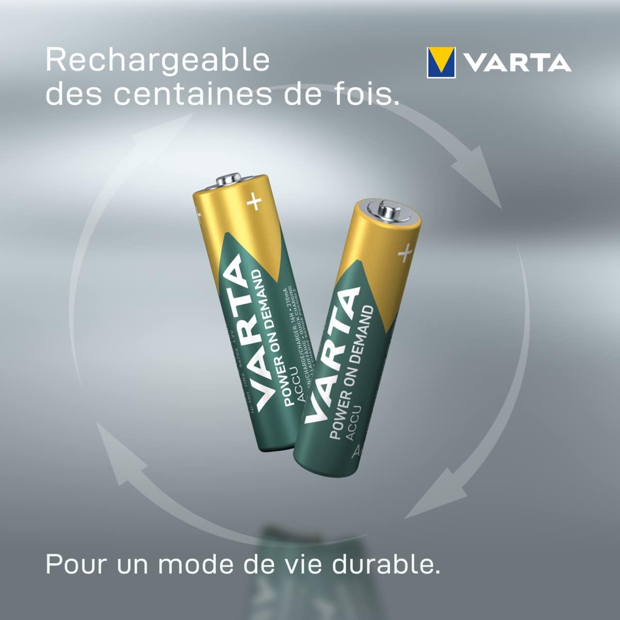 VARTA Piles AAA, rechargeables, lot de 16, Recharge Accu Power on Demand, batterie rechargeable, 1000 mAh Ni-MH, sans effet mémoire, préchargées, prêtes à l'emploi