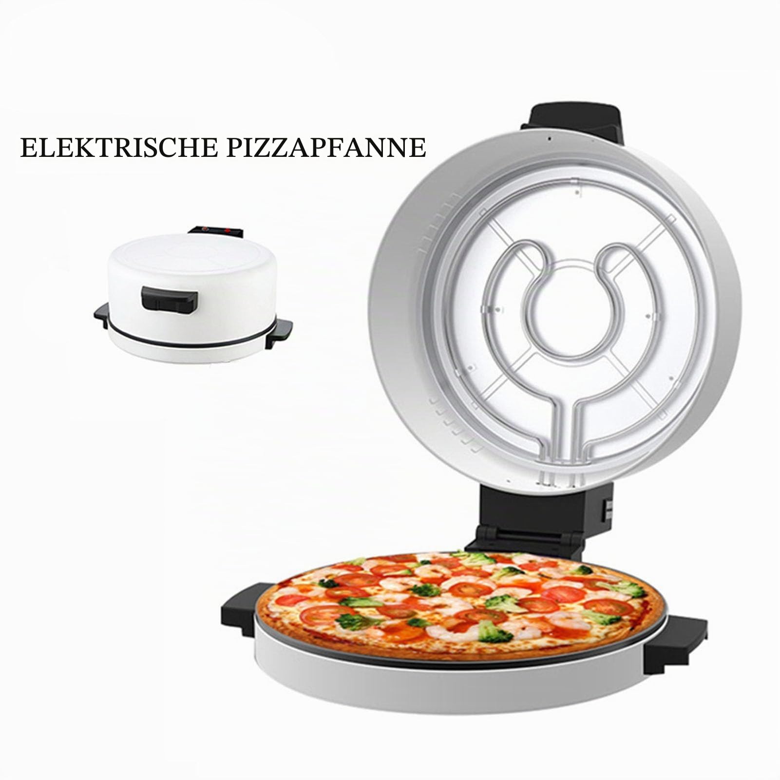 12-Zoll-elektrischer Pizza Ofen, Schnelles und Effizientes Kochen, Unten Rutsch Fest, Hausgemachte Pizza in 6 Minuten, Zuverlässige und Langlebige 2000W Power Perfekte Knusprige